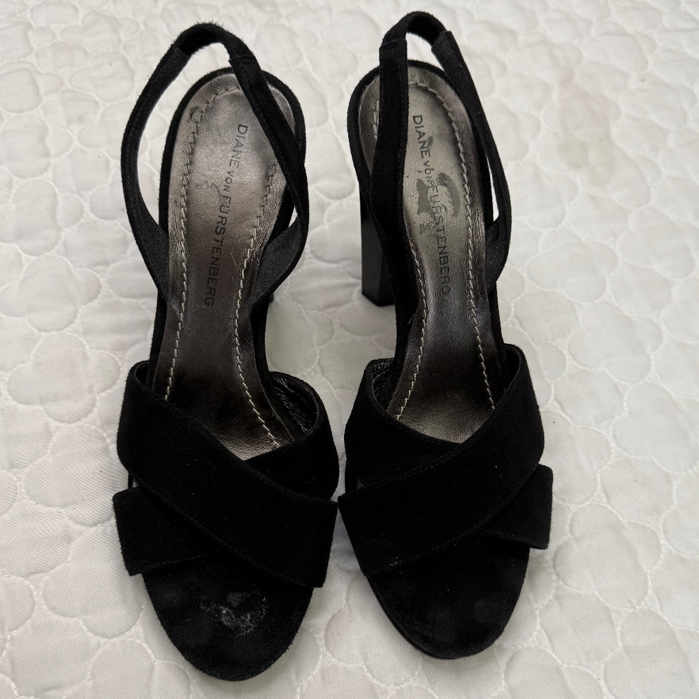 Diane von Furstenberg Suede High Heels Size 7 Made in Italy - Picture 2 of 10